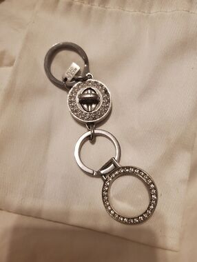 Coach Silver Crystal Ring-Link Key & Card Holder